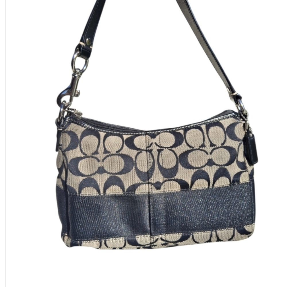 Y2K Coach Black and Cream Signature Shoulder Bag